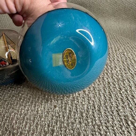 Ship in a bottle glass ball ornaments sailboat on the sea round Set of 3 - Picture 5 of 9